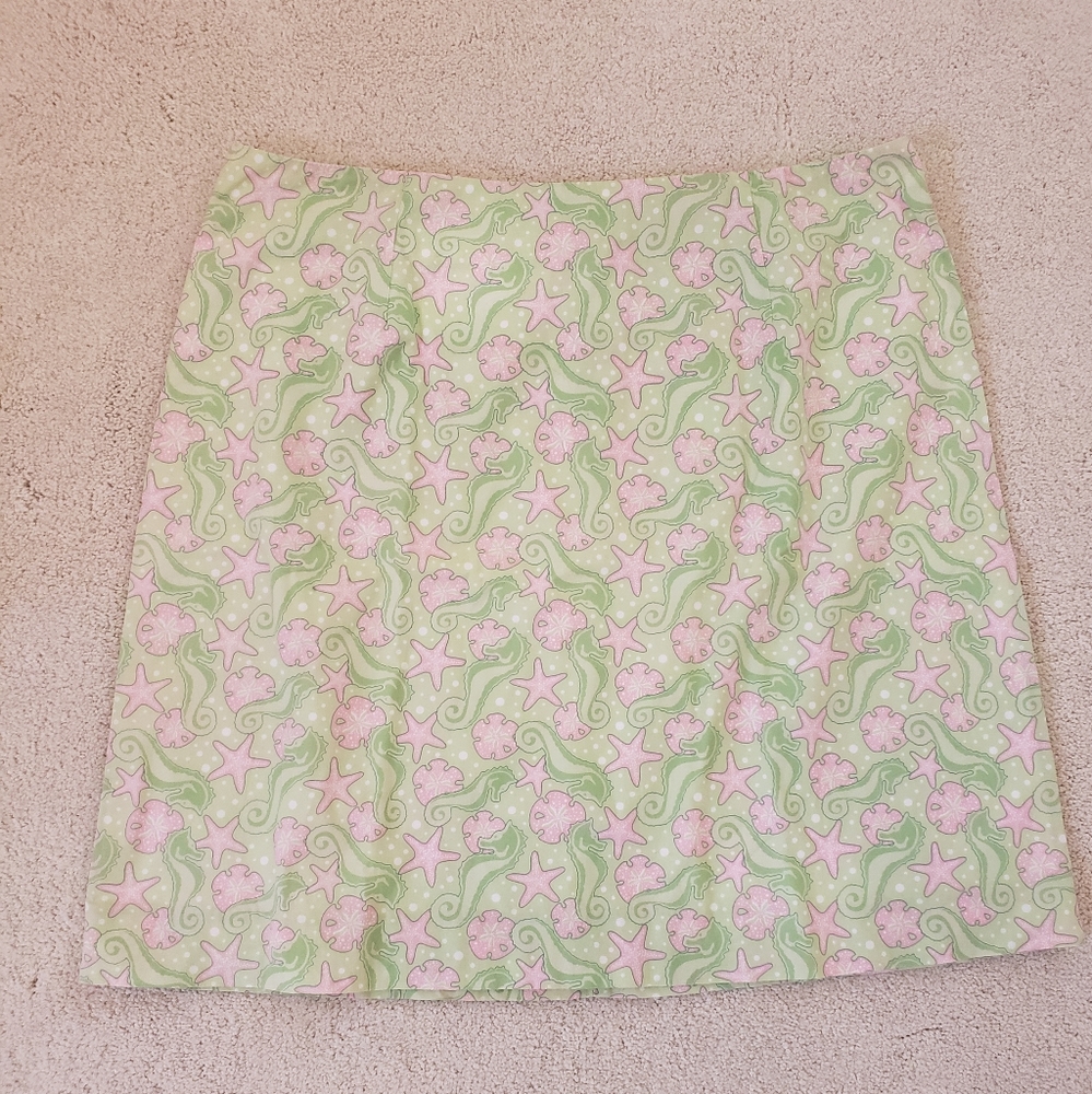 Vineyard Vines Pink and Green Sanddollar/Starfish Skirt sz10